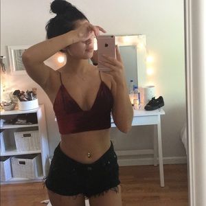 Red velvet crop top